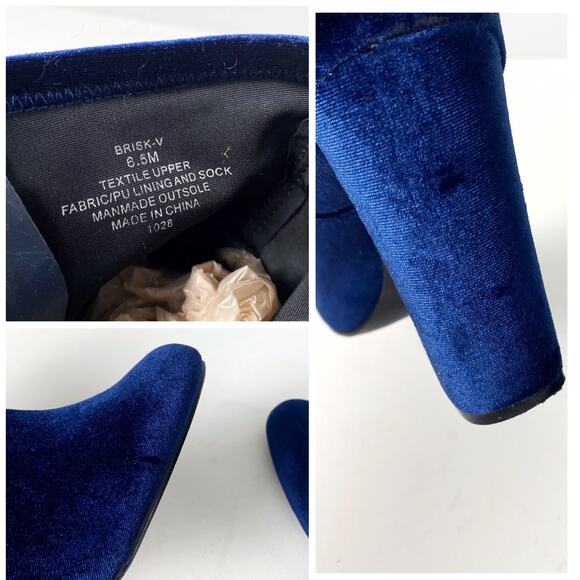 Steve Madden Royal Blue Velvet Brisk Block-Heel Sock Booties Sz 6.5 - Picture 7 of 9